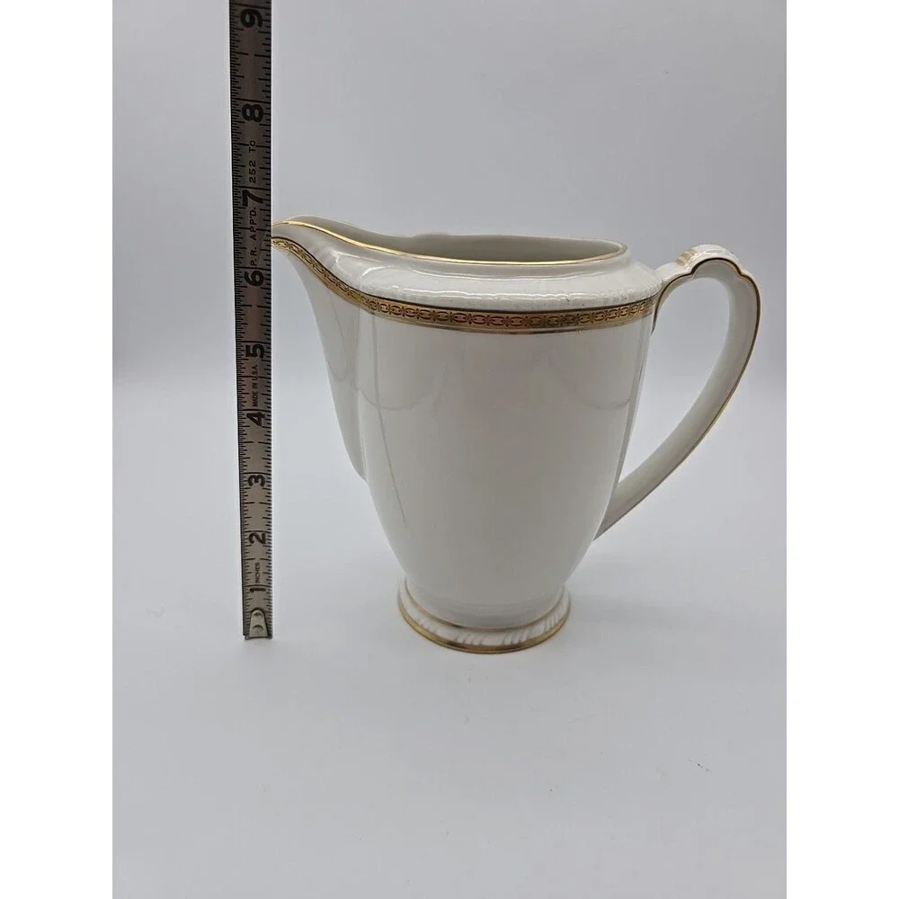Rorstrand Sweden Porcelain Pitcher Fine China White & Gold Trim 6.5